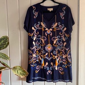Navy blue embroidered tunic. Never worn.